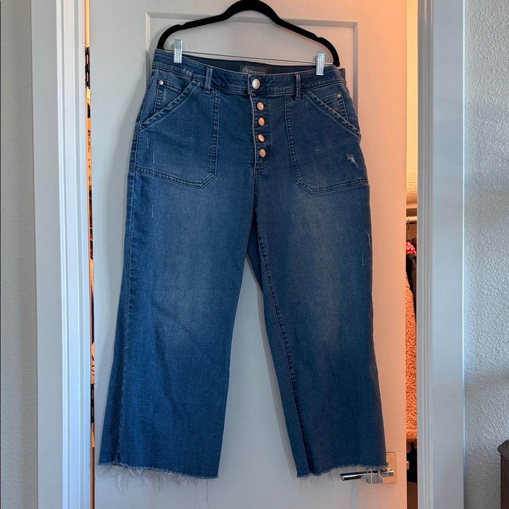 Democracy High-Rise Wide Leg Crop Jeans - Dark Blue